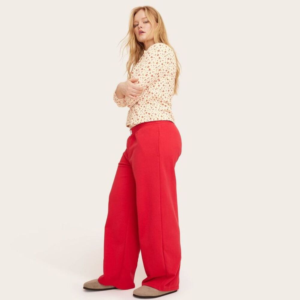 Parke - Women's High-Rise Boxer Sweatpants - Parke Red M Red - Picture 3 of 4